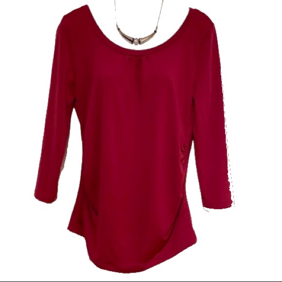 Raspberry T-shirt Top with ruching !! - Picture 2 of 7
